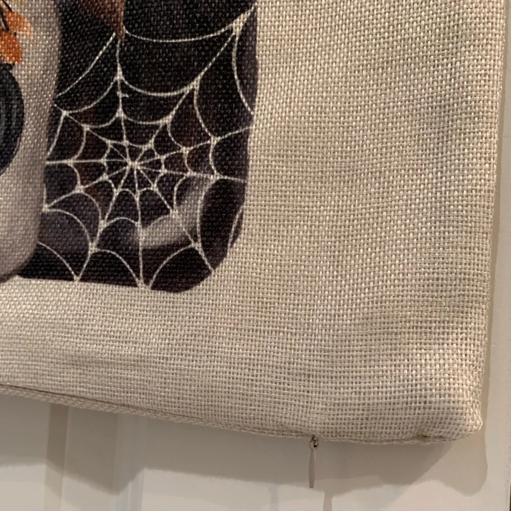Halloween Pumpkin Crow Floral Throw Pillow Cover 17X17